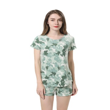 Comfortable Women's Spring/Summer Two-piece Pajama Set - Short Sleeve & Shorts