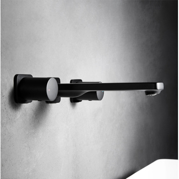 brass wall mount faucet Matte Black 3 Hole Wall Mount Bathroom Faucets Factory