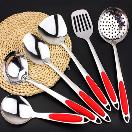 Red Kitchen Accessories Stainless Steel Cookware Set