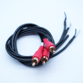 Custom 4CH RCA Male to Bare Wire Pigtail Audio Video Cable Assembly 20AWG Gold-Plated Red Connector Wire Harness
