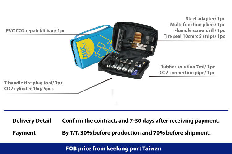 tire repair kit for tyre puncture use PVC CO2 repair kit box