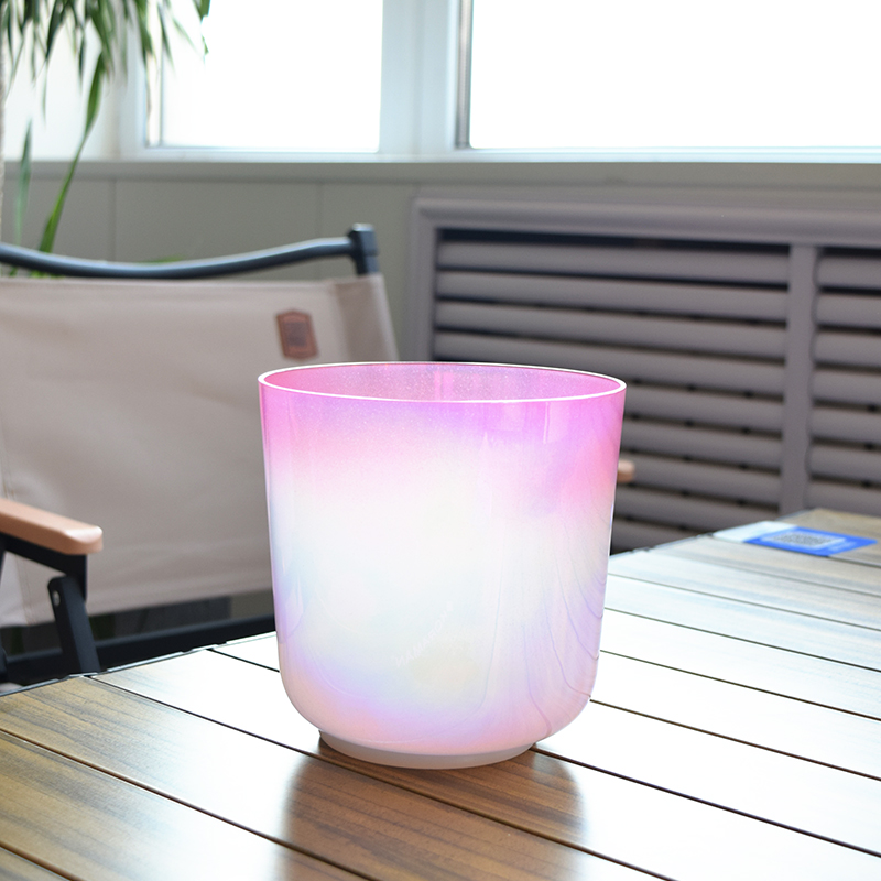 Peach Gradient Translucent Crystal Meditation Singing Bowl