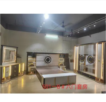 king size modern mirrored headboard bedroom set high gloss white wedding Bedroom Furniture Set