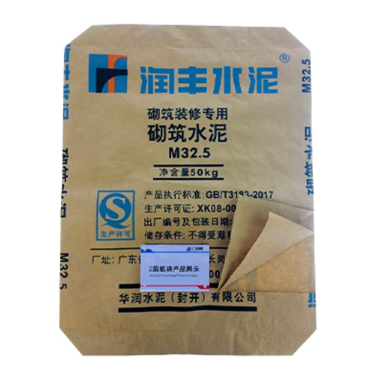 Kraft paper valve pocket for cement packaging