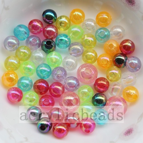 Bijoux de bricolage perles rondes claires placage AB perles acryliques en vrac