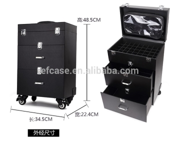 BLACK NAIL TOOL CASES WITH TROLLEY AND WHEELS
