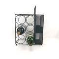 6 Bottle Wine Rack With Mesh Cork Basket