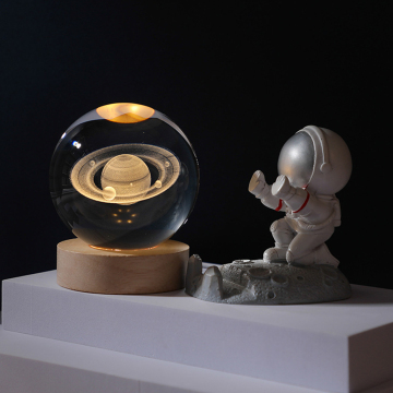 Crystal Ball LED Night Light with Carved Design for Christmas Decorations & Gifts