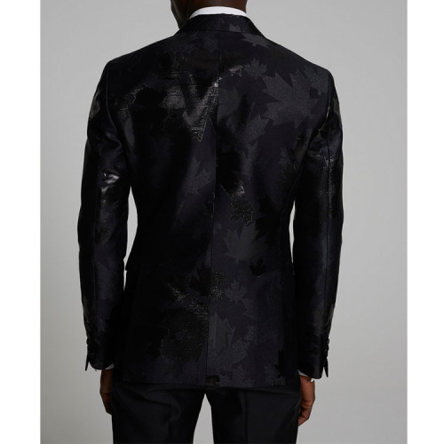 Matte Black Suede Jacket Elegant Formal Slim Blazer