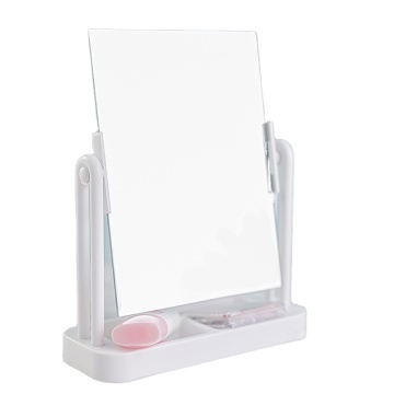 White Standing Storage Mirror: Single-Sided Desktop Makeup Mirrors