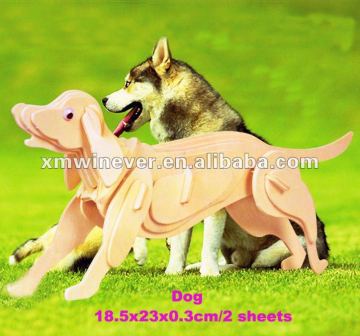 3D DIY Wood animal Puzzle,dog