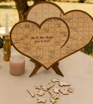 Maßgeschneiderte personalisierte Sperrholz -Puzzle Hochzeit Gästebuch -Set