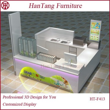 Custom Made For Shopping Mall Fashion Juice Selling Kiosk With Stone Counter
