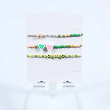 Glass beads handmade flower bracelet 3-piece set