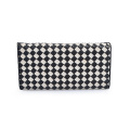 Frauen Glossy Leather Slim Minimalist Grid Wallet