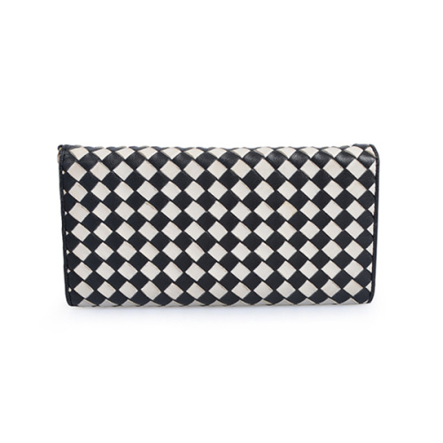 Women Glossy Leather Slim Minimalist Grid Wallet