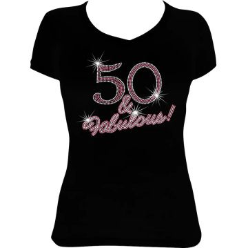 Bling T-Shirt: Fabulous 50th Birthday Rhinestone Transfer Heat Press Motif