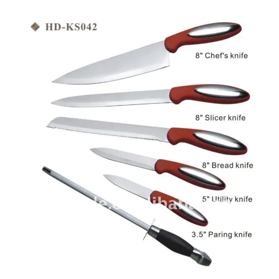 6pcs kitchen knife set with plastic handle