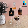 Soporte de exhibición escalonado de acrílico transparente para cosméticos