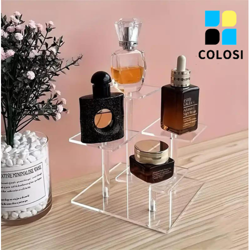 Clear Acrylic Tiered Display Stand for Cosmetics