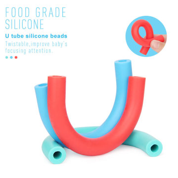 Fashion soft colorful food grade silicone U-shaped beads