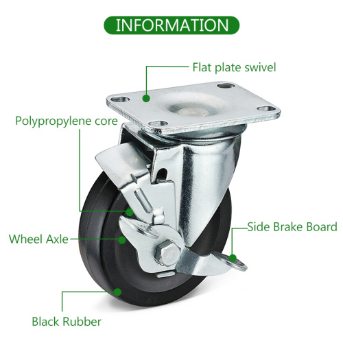 Leichtes industriellem schwenkbarem schwarzer Gummi -Rad Caster