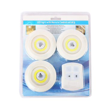 3 Pack Dimmable Battery-Powered Remote Control COB LED Under Cabinet Lights for Wardrobe, Cupboard, Closet, Kitchen