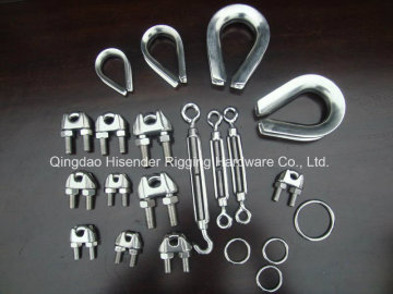 Aparejo de hardware, acero inoxidable, tensor, clips de cuerda de alambre, dedal, anillo