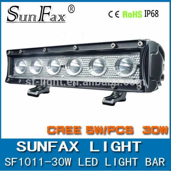 C REE 5w chips 30w 10.5inch single row straight offroad led light bar, flood spot beam, led work light bar for trucks tactor