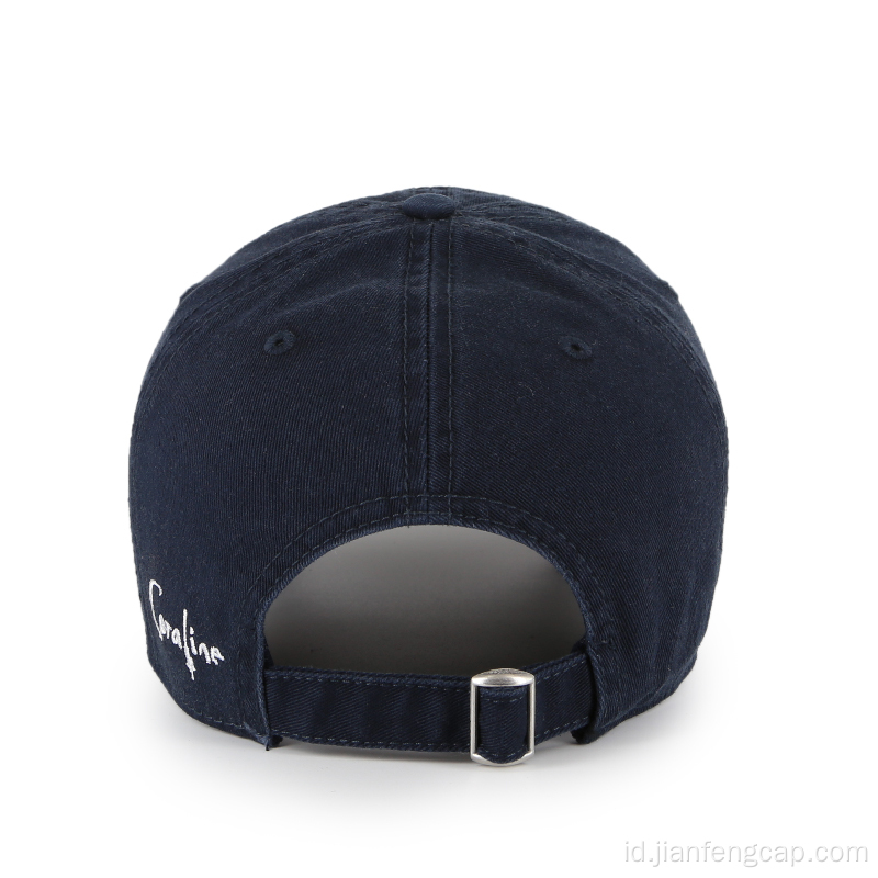 topi ayah biru tua unisex dengan logo bordir