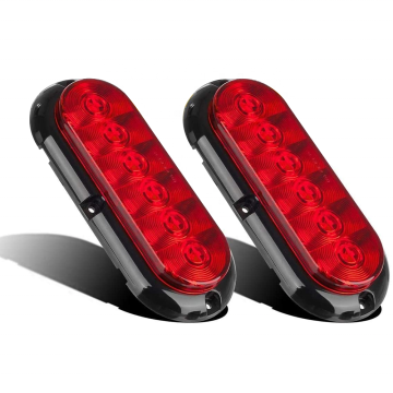 6 Inch Oval LED Stop Turn Tail Brake Light for Trailer RV Trucks - Surface Mount 12V
