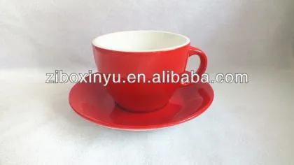 ZIBO XINYU XY-180Hot -sales Pure Red Ceramic soup Bowl with Saucer
