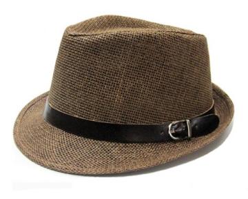 Men's Brown Round Top Hat With Strap