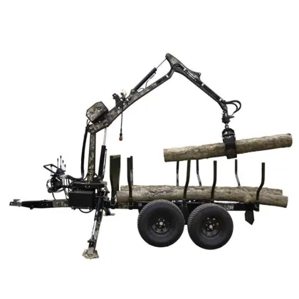 Timber Trailer with Crane and Grapple Boom for Forestry Applications