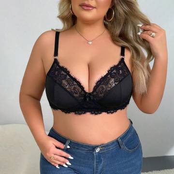 Plus Size Women's Lace Panty and Bra Sets for Push-Up Lingerie and Camisole Costumes