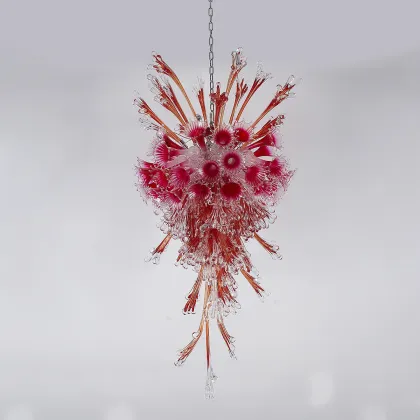 Blue Murano Glass Chandelier: Luxury Art Deco Hotel Lighting