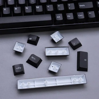 White on Black PBT Double Shot Keycaps for Filco Cherry Ducky iKBC Mechanical Gaming Keyboard