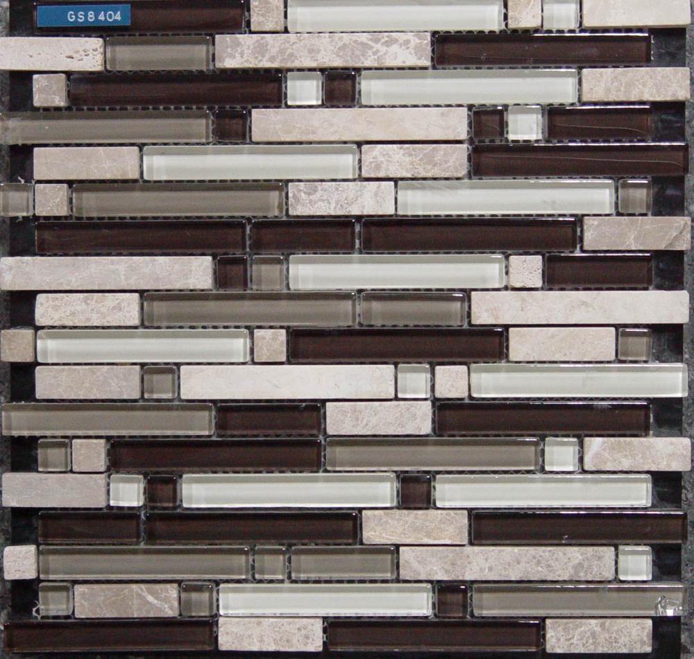 Strip Glass Stone Mixed Mosaic Tile