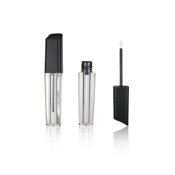 Low MOQ Cosmetic Square Clear Mascara Bottle with Black Lid and White Felt Tip Brush