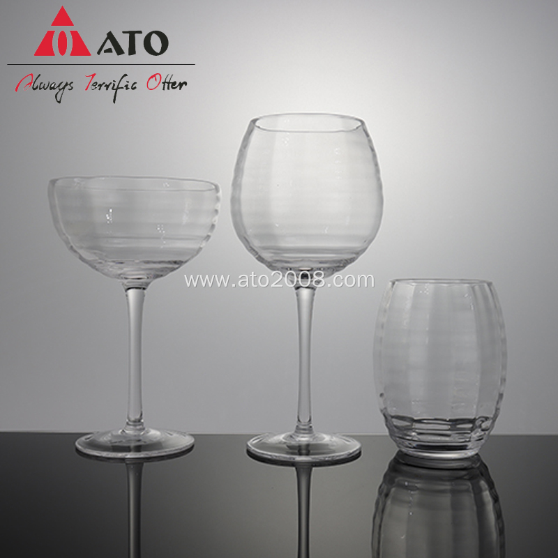 Vertical Stripe Unique Red Wine Goblet Glasses