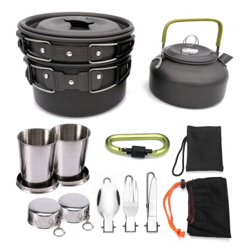 Ultralight Aluminum Alloy Camping Cookware Set: Including Utensils, Teapot, Picnic Tableware, Kettle, Pot, Nonstick Frying Pan