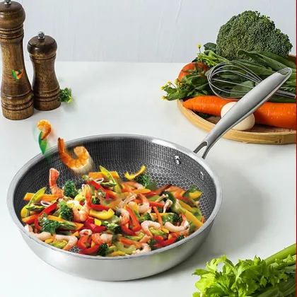 316 Frying Pan Non-Stick Honeycomb Coating Cookware 304 Stainless Steel Frying Pan