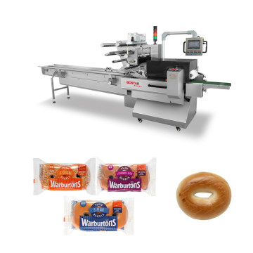 Máquina automática de embalagem de alimentos de fluxo simples para bagel