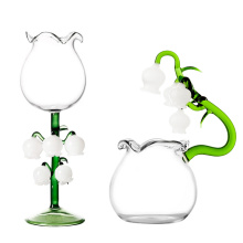 Glass flower shaped transparent water cup