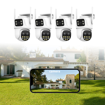 Caméra de surveillance WiFi à double objectif étanche 6MP HD 3K avec ptz de suivi du mouvement humain PTZ