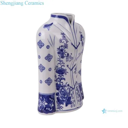 Creative Ceramic Vase Cheongsam Shape Blue and White Porcelain Vase Sculpture