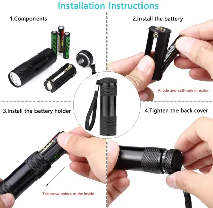 Professional 9 LED UV flashlight