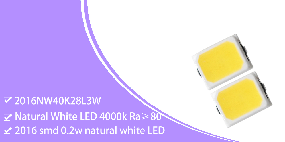 2016NW40K28L3W 4000K 4500K Natural White LED 2016 Chip SMT