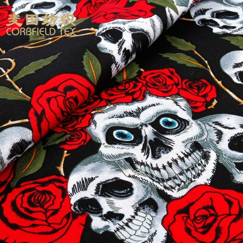 best selling 100% cotton printed fabric skulled heads