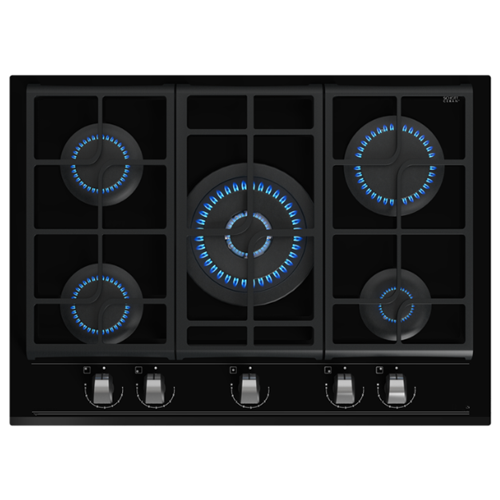 Cooktop a gás de teca Vidro preto